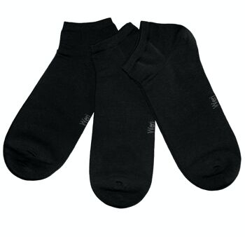 Chaussettes Sneaker pour Hommes Ensemble de 3 Paires >>Noir<< Chaussettes courtes en coton de couleur unie à la cheville en coton doux 1
