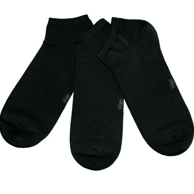Set 3 paia di calzini sneaker da uomo >>Neri<< Calzini corti in cotone tinta unita alla caviglia in morbido cotone