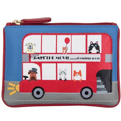 Red Bus Cats on the Move RFID Coin Picture Purse - 725