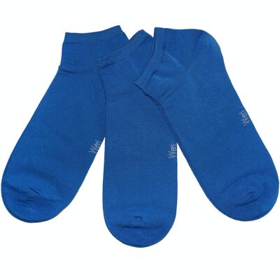Chaussettes Sneaker pour Hommes Ensemble de 3 Paires >>Bleu Royal<< Chaussettes courtes en coton de couleur unie à la cheville en coton doux