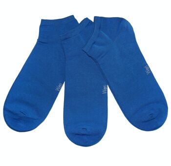 Chaussettes Sneaker pour Hommes Ensemble de 3 Paires >>Bleu Royal<< Chaussettes courtes en coton de couleur unie à la cheville en coton doux 1