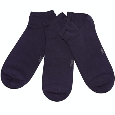 Calcetines Deportivos para Hombre Set de 3 Pares >>Berenjena<< Calcetines cortos tobilleros de algodón liso algodón suave
