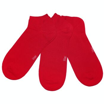 Ensemble de 3 paires de chaussettes Sneaker pour hommes >> Rouge << Chaussettes courtes en coton de couleur unie à la cheville 1