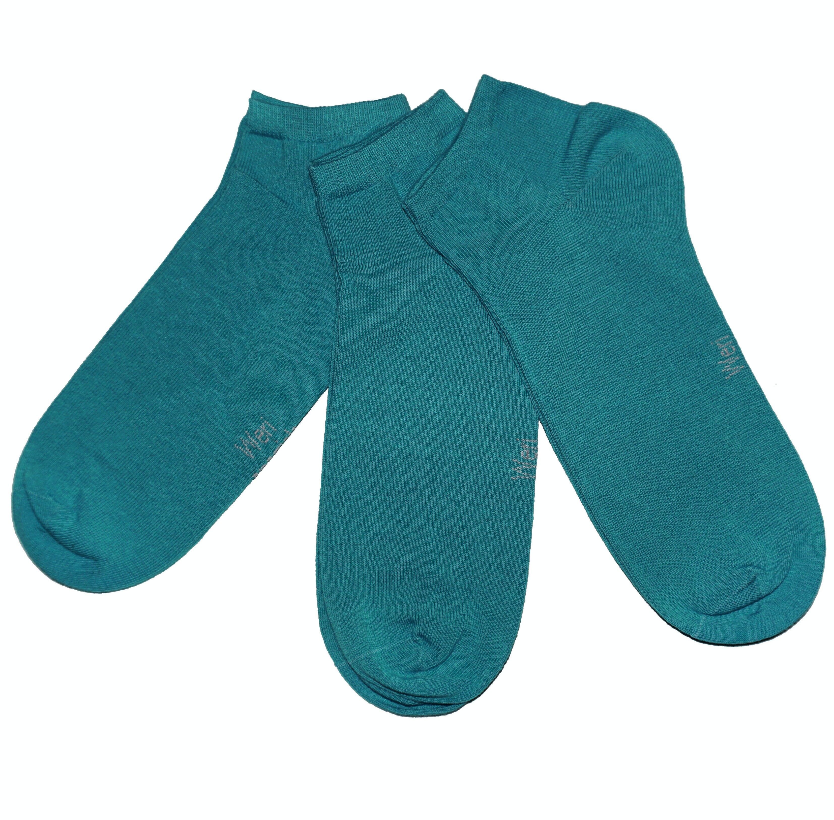 Calze sneaker da uomo Set da 3 paia >>Petrol<< Calzini corti in cotone alla caviglia tinta unita