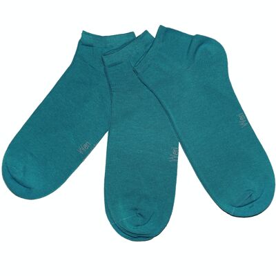 Conjunto de 3 pares de calcetines deportivos para hombre >>Petrol<< Calcetines tobilleros cortos de algodón de color liso