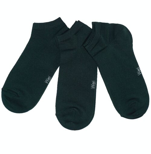 Sneaker Socks for Men 3-Pair Set >>Dark Green<< Plain color ankle cotton short socks