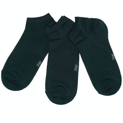 Conjunto de 3 pares de calcetines deportivos para hombre >>Verde oscuro<< Calcetines tobilleros cortos de algodón de color liso