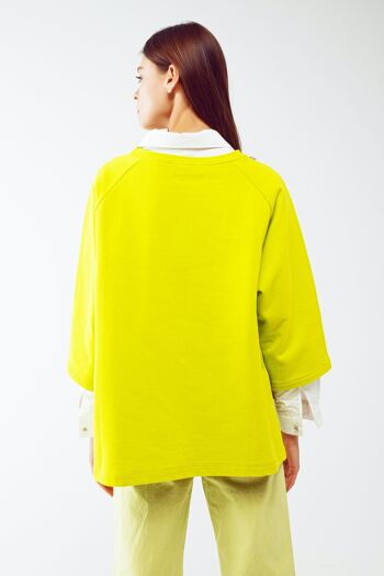 Sweat-shirt asymétrique avec texte Vintage 18 vert citron 3