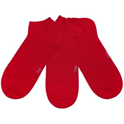 Sneaker-Socken für Herren, 3er-Set >> Rubin << Einfarbige kurze Knöchelsocken aus Baumwolle