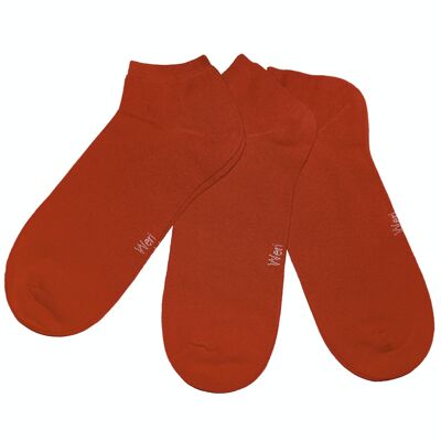 Sneaker-Socken für Herren im 3er-Set >> Chili-Rot << Einfarbige kurze Knöchelsocken aus Baumwolle