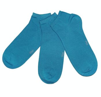 Ensemble de 3 paires de chaussettes Sneaker pour hommes >> Bleu de la mer << Chaussettes courtes en coton unies à la cheville 1