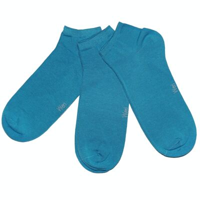 Sneaker Socks for Men 3-Pair Set >> Sea blue << Plain color ankle cotton short socks