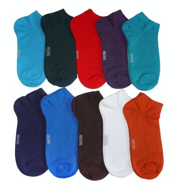 Ensemble de 3 paires de chaussettes Sneaker pour hommes >> Bleu de la mer << Chaussettes courtes en coton unies à la cheville 2