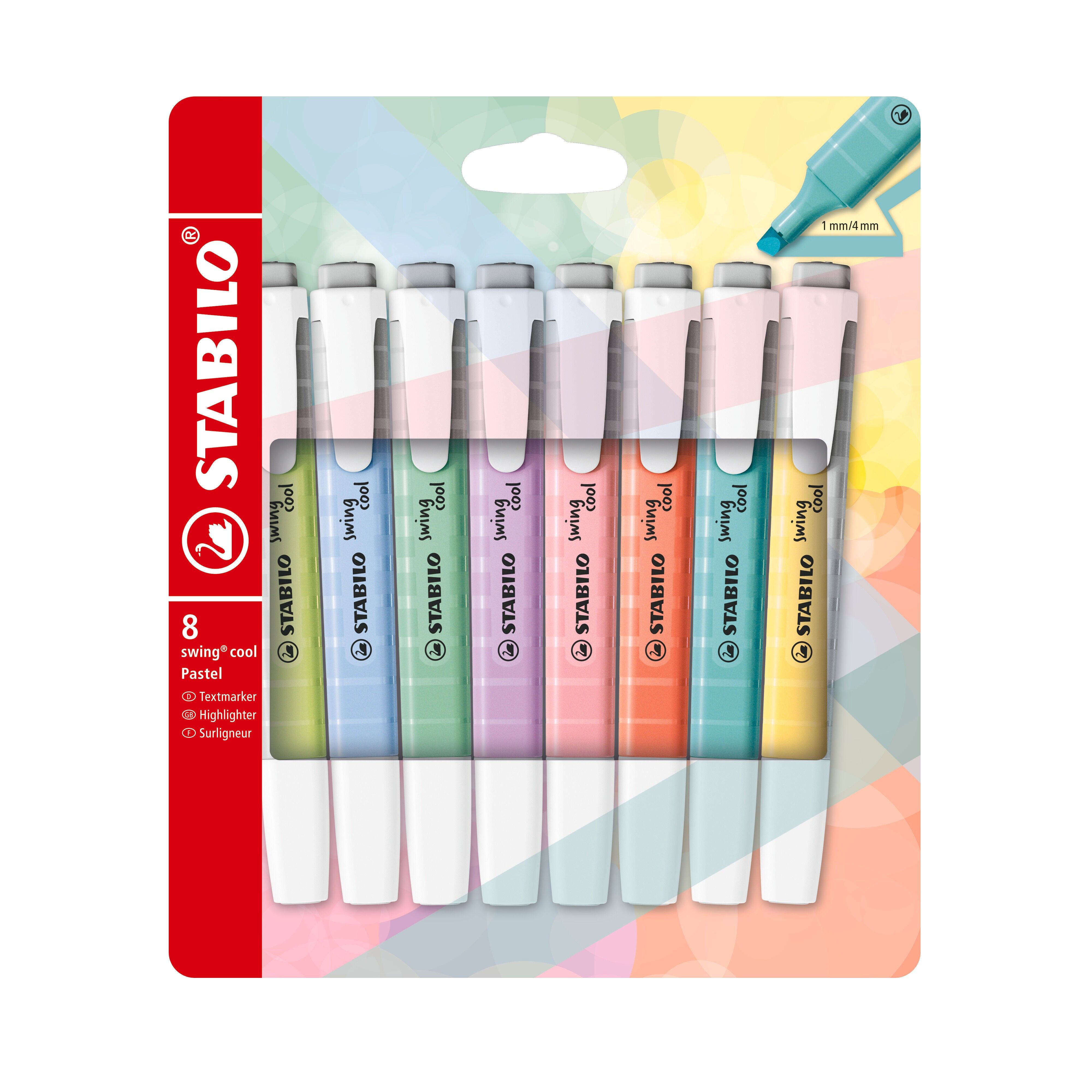 8 Kartonverpackungen STABILO swing cool Pastell