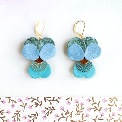 Boucles d’oreilles Pensées - bleu turquoise