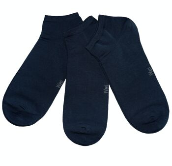 Chaussettes Sneaker pour hommes, ensemble de 3 paires >> bleu marine << chaussettes courtes en coton de couleur unie à la cheville en coton doux 1