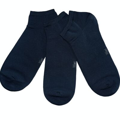 Sneaker Socks for Men 3-Pair Set >>Navy Blue << Plain color ankle cotton short socks