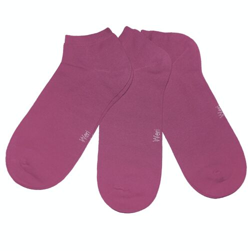 Sneaker Socks for Kids and Adults 3-Pair Set >>Old Rose<< Plain color ankle cotton short socks