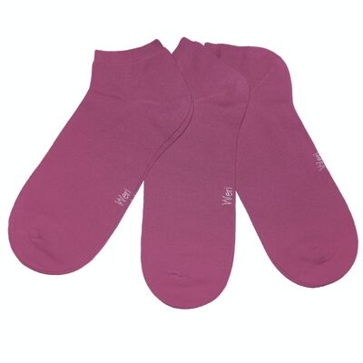 Sneaker-Socken für Kinder und Erwachsene, 3er-Set >>Old Rose<< Einfarbige kurze Knöchelsocken aus Baumwolle