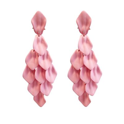 Boucle d'oreille tendance Diamant - Rose tendre