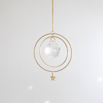 Suncatcher STARDUST, Attrape-soleil en cristal et laiton, Décoration Minimaliste et Bohême, Mobile à suspendre Céleste et Magique 3