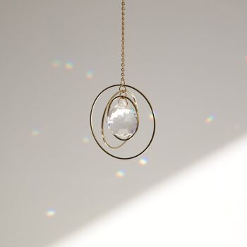 Suncatcher ECLIPSE, Attrape-soleil en cristal et laiton, Décoration Minimaliste et Bohême, Mobile à suspendre Céleste et Magique 4