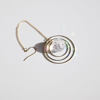 Suncatcher ECLIPSE, Attrape-soleil en cristal et laiton, Décoration Minimaliste et Bohême, Mobile à suspendre Céleste et Magique 5