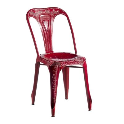 DECORATED RED METAL LIVING ROOM CHAIR ST120455