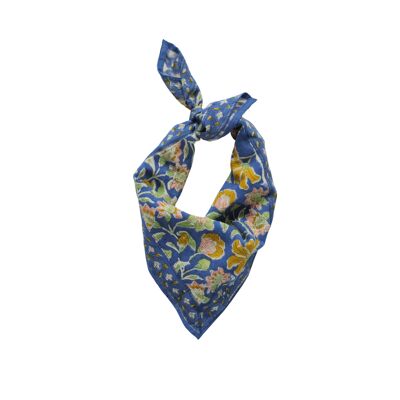 “Indian flowers” print scarf Bohemian Blue Green Child