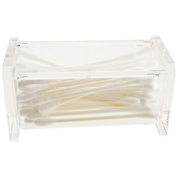 Boîte à cotons-tiges avec couvercle, acrylique, vide, longueur 10 cm, largeur 5,1 cm, hauteur 5,1 cm 3