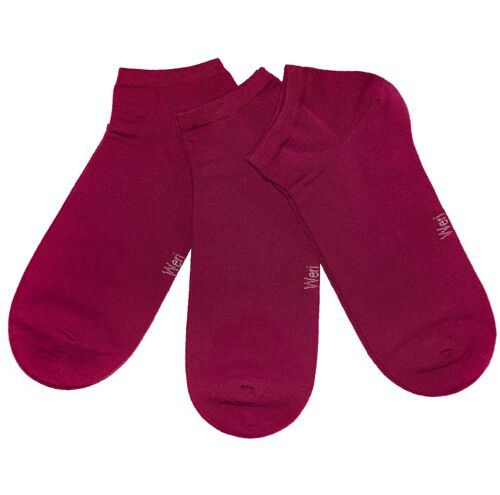 Sneaker Socks for Kids and Adults 3-Pair Set >>Dark Pink<< Plain color ankle cotton short socks