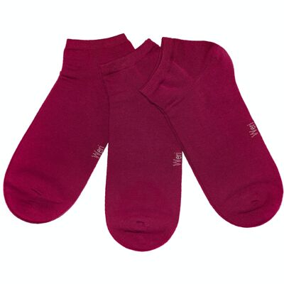 Conjunto de 3 pares de calcetines deportivos para niños y adultos >>Rosa oscuro<< Calcetines tobilleros cortos de algodón de color liso