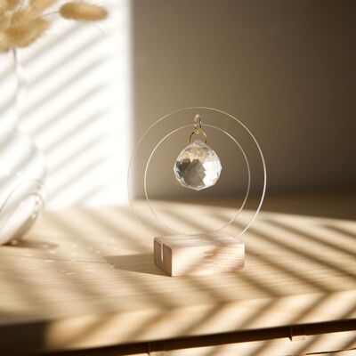 Suncatcher CHARLIE, Attrape-soleil en cristal et laiton, Décoration Minimaliste et Bohême, Mobile à poser Céleste et Magique