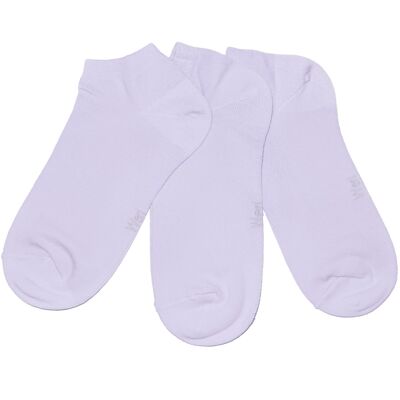 Ensemble de 3 paires de chaussettes baskets pour enfants et adultes >>Lilas<< Chaussettes courtes unies en coton à la cheville
