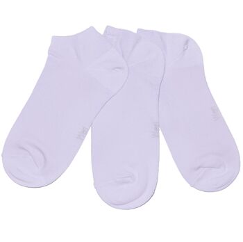 Ensemble de 3 paires de chaussettes baskets pour enfants et adultes >>Lilas<< Chaussettes courtes unies en coton à la cheville 1