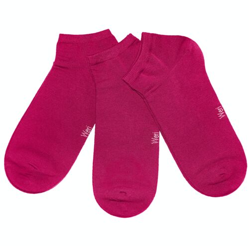 Sneaker Socks for Kids and Adults 3-Pair Set >> Pink << Plain color ankle cotton short socks