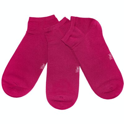 Conjunto de 3 pares de calcetines deportivos para niños y adultos >> Rosa << Calcetines tobilleros cortos de algodón de color liso
