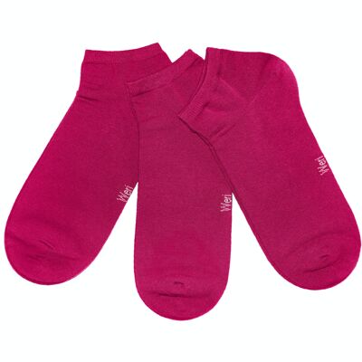 Calzini sneaker per bambini e adulti Set da 3 paia >> Rosa << Calzini corti alla caviglia in cotone tinta unita