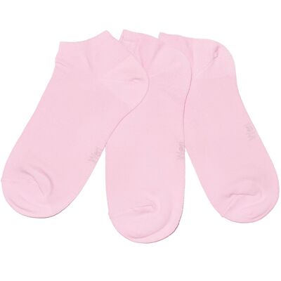 Sneaker-Socken für Kinder und Erwachsene, 3er-Set >> Rose << Einfarbige kurze Knöchelsocken aus Baumwolle