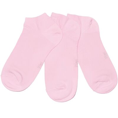 Sneaker Socks for Kids and Adults 3-Pair Set >> Rose << Plain color ankle cotton short socks