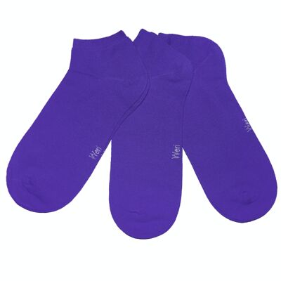 Ensemble de 3 paires de chaussettes Sneaker pour enfants et adultes >>Violet<< Chaussettes courtes unies en coton à la cheville