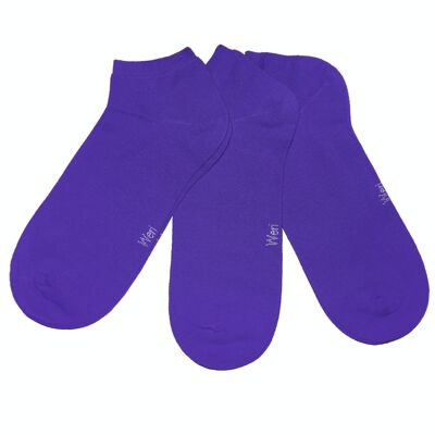 Calzini sneaker per bambini e adulti Set da 3 paia >>Viola<< Calzini corti alla caviglia in cotone tinta unita