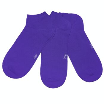 Ensemble de 3 paires de chaussettes Sneaker pour enfants et adultes >>Violet<< Chaussettes courtes unies en coton à la cheville 1