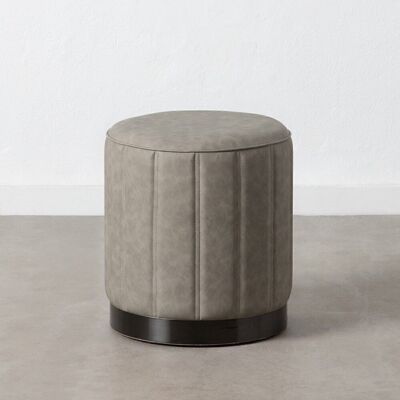 POUF GRIS DM-FAMILY DÉCORATION CUIR ST604278