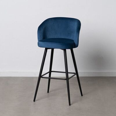 TABOURET METAL / TISSU VELOURS BLEU ST606266