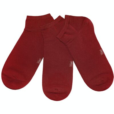 Calzini sneaker per bambini e adulti Set da 3 paia >> Vino rosso << Calzini corti alla caviglia in cotone tinta unita