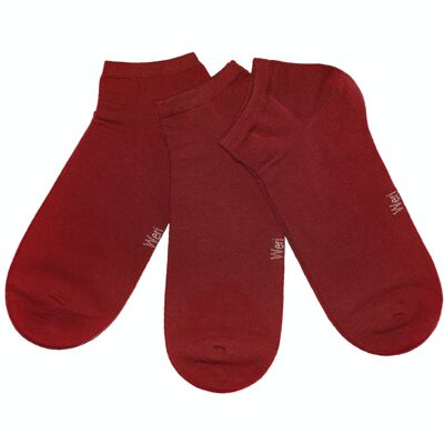 Sneaker Socks for Kids and Adults 3-Pair Set >> Wine Red << Plain color ankle cotton short socks