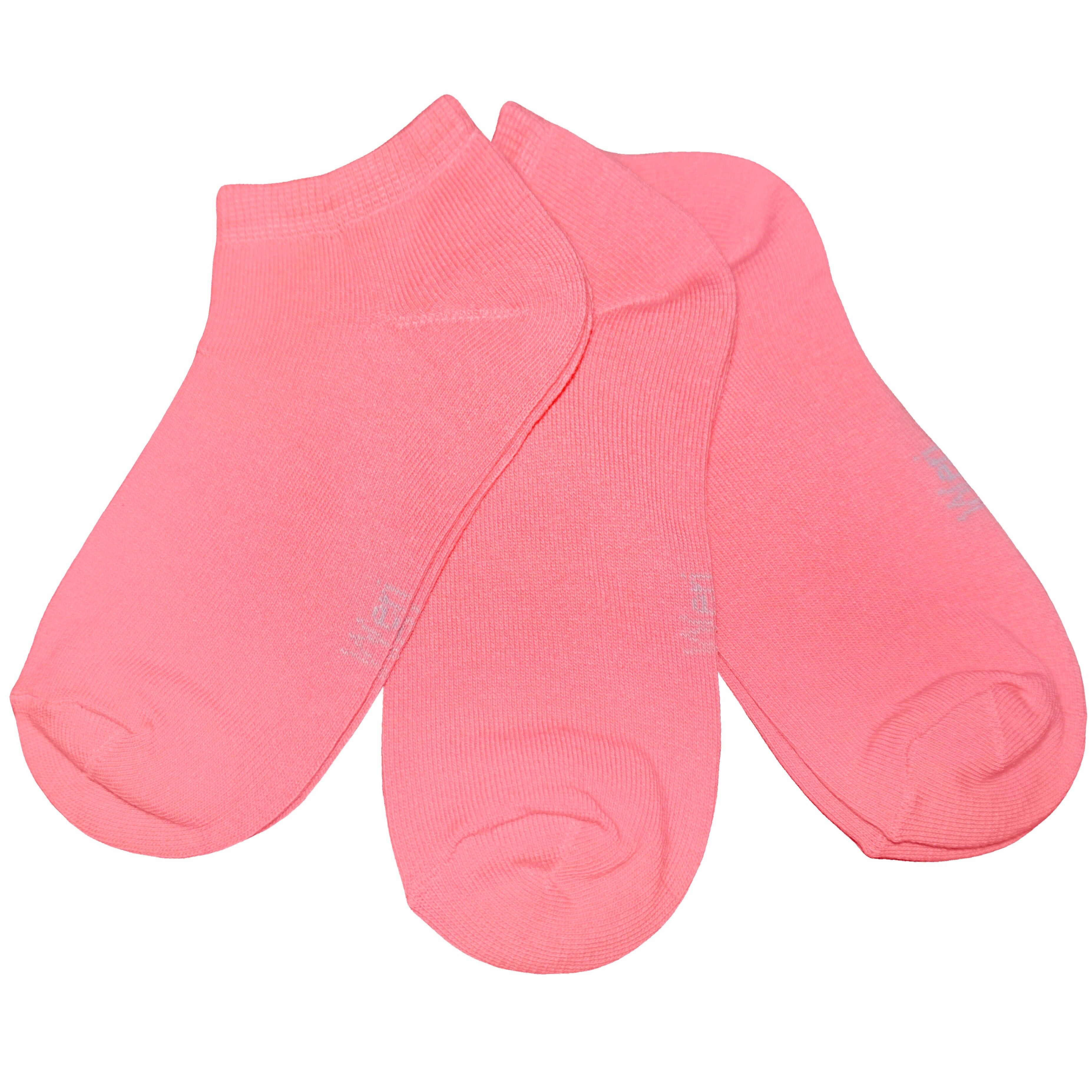 Ensemble de 3 paires de chaussettes baskets pour enfants et adultes >>Rose confetti<< Chaussettes courtes en coton de couleur unie à la cheville