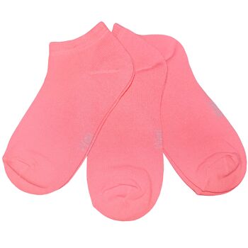 Ensemble de 3 paires de chaussettes baskets pour enfants et adultes >>Rose confetti<< Chaussettes courtes en coton de couleur unie à la cheville 1