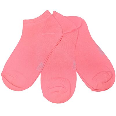 Sneaker Socks for Kids and Adults 3-Pair Set >>Confetti Pink<< Plain color ankle cotton short socks
